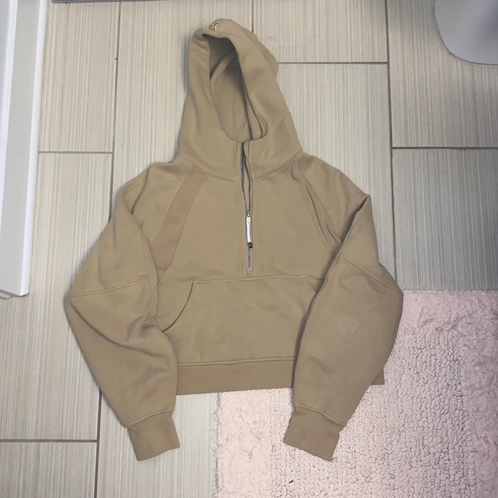 Lululemon Scuba Oversized Half-Zip Hoodie Tan